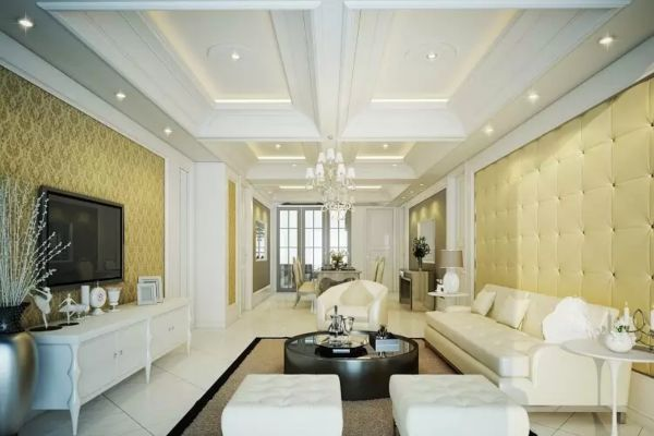 Mẫu trần thạch cao cho phòng khách 40m2 của nhà ống
